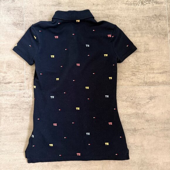 Tommy Hilfiger Womens Polo Shirt Dark Blue Logo Size XS - Picture 2 of 8